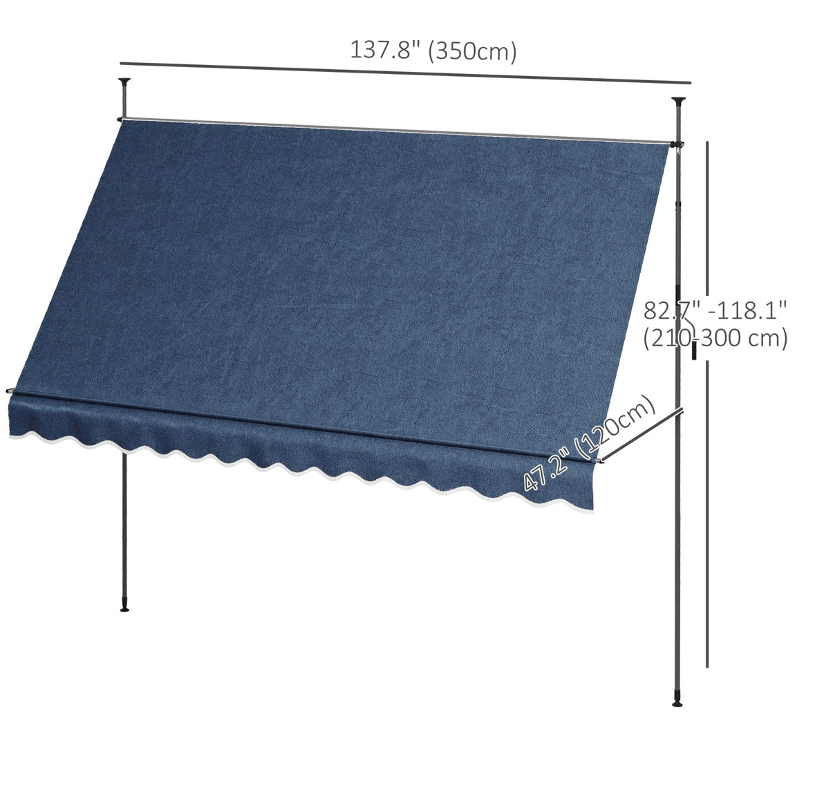 Outsunny Freestanding Retractable Awning – Adjustable Height | 0–90° Tilt | UV30+ Sun Protection | Steel & Aluminum Frame