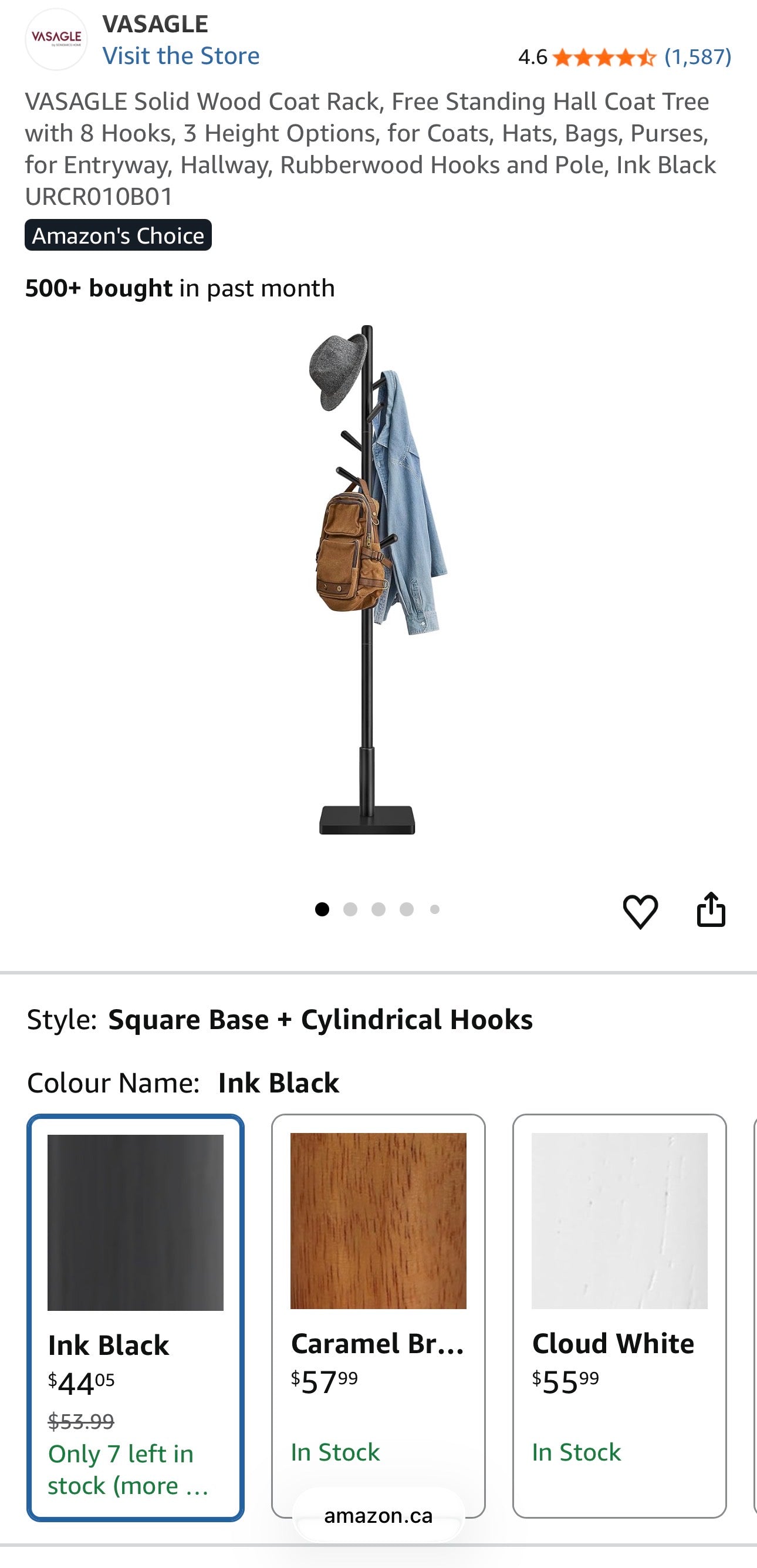 VASAGLE Solid Wood Coat Rack