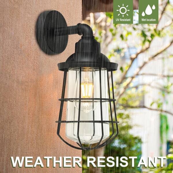 Wall-Mount 1-Light Black Outdoor Nautical Wall Lantern