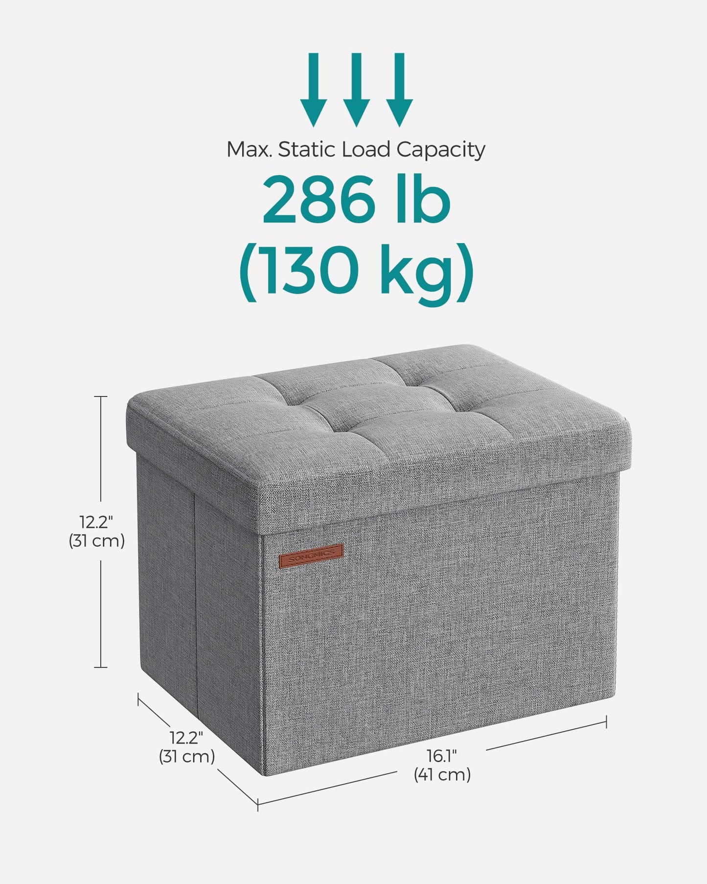 SONGMICS MAZIE Folding Storage Ottoman