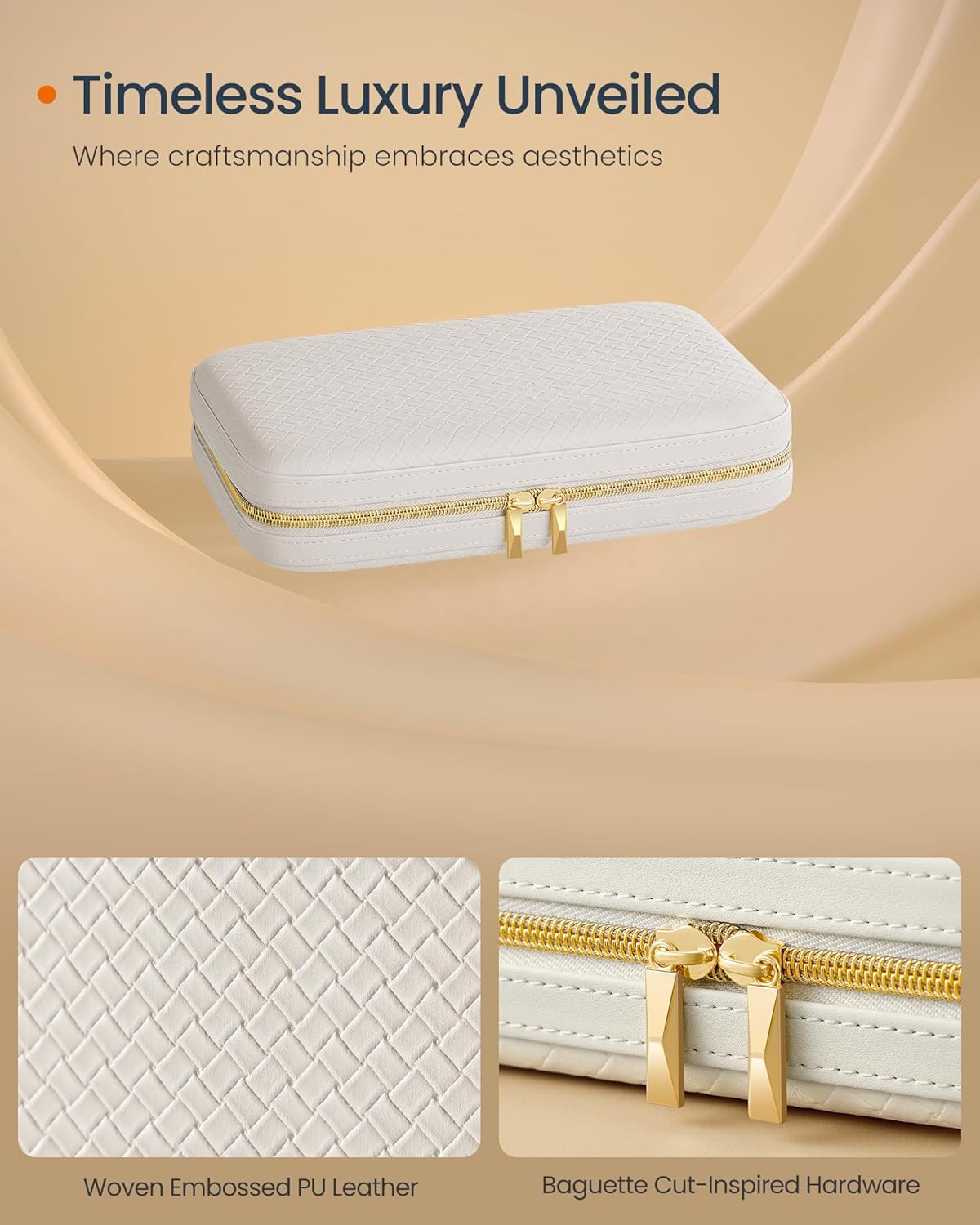 SONGMICS HOME Travel Jewelry Case – Cloud White