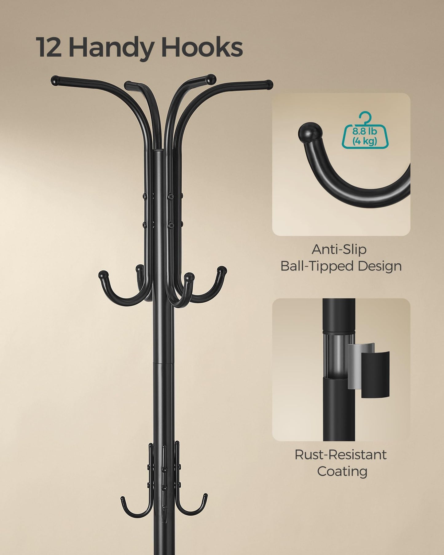 SONGMICS Metal Coat Rack with Umbrella Stand