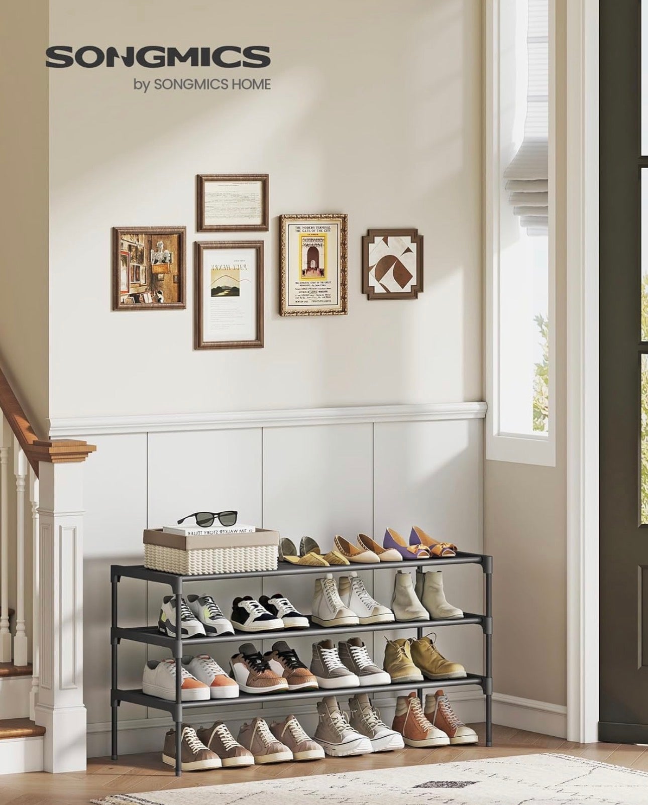 SONGMICS 3-Tier Shoe Rack Organizer