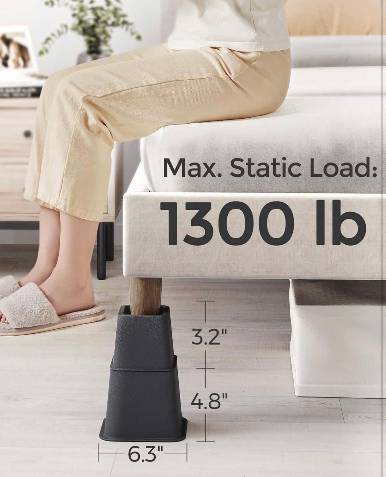 SONGMICS 4-Piece Heavy-Duty Bed & Furniture Riser Set