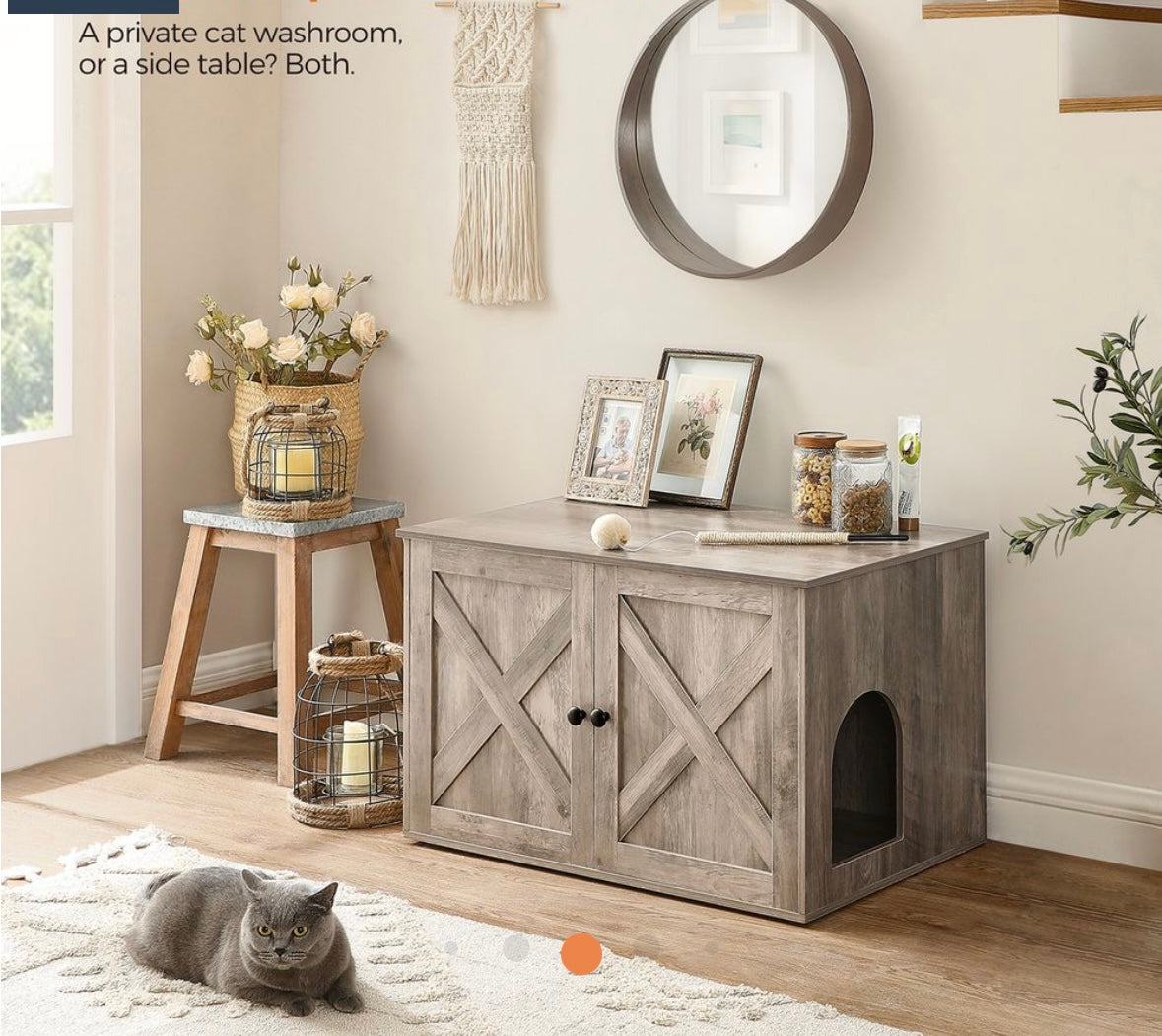 Rustic Cat Litter Box Enclosure with Barn Doors