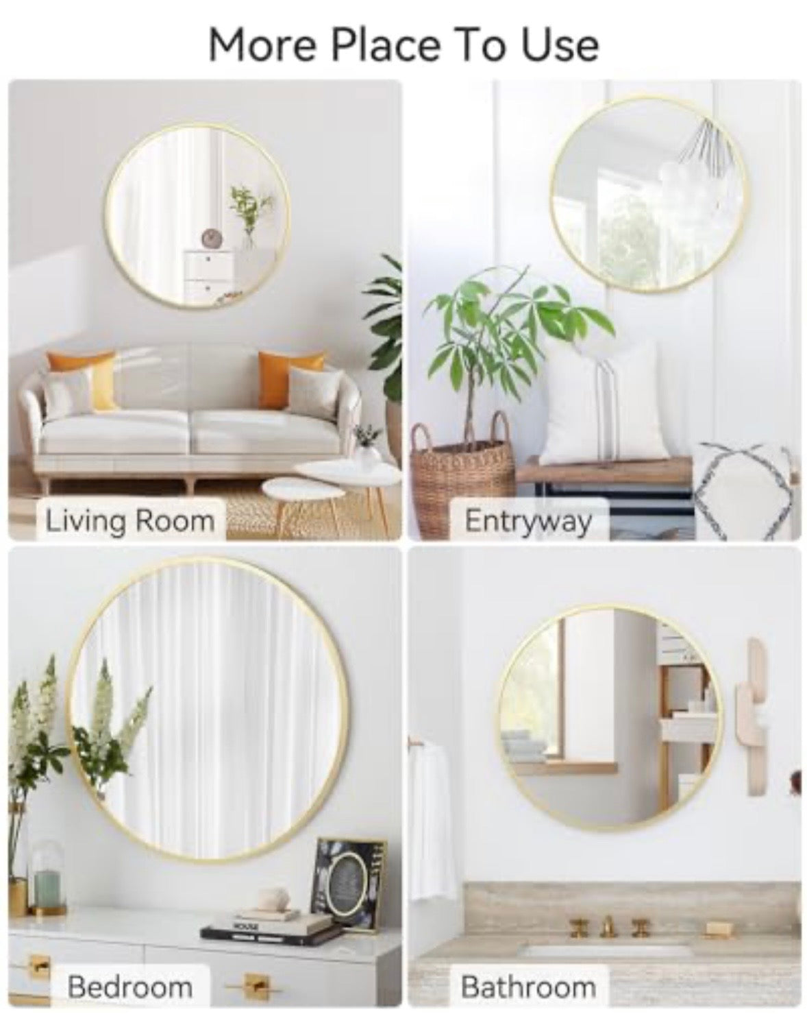 GARVEE 32” Gold Round Wall Mirror