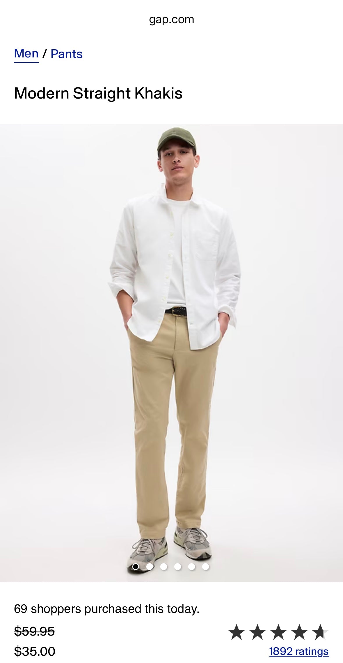 GAP Men’s Straight Fit Khaki Pants – Sizes 42x34, 40x30, 40x34