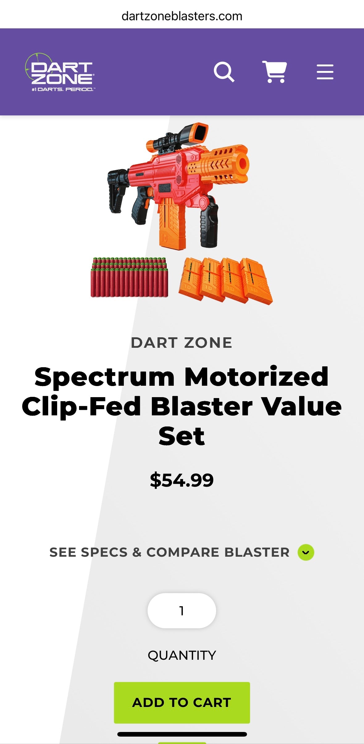 Adventure Force Spectrum Motorized Clip-Fed Blaster – Semi-Auto Rapid Fire | 10-Dart Clip + Scope Included