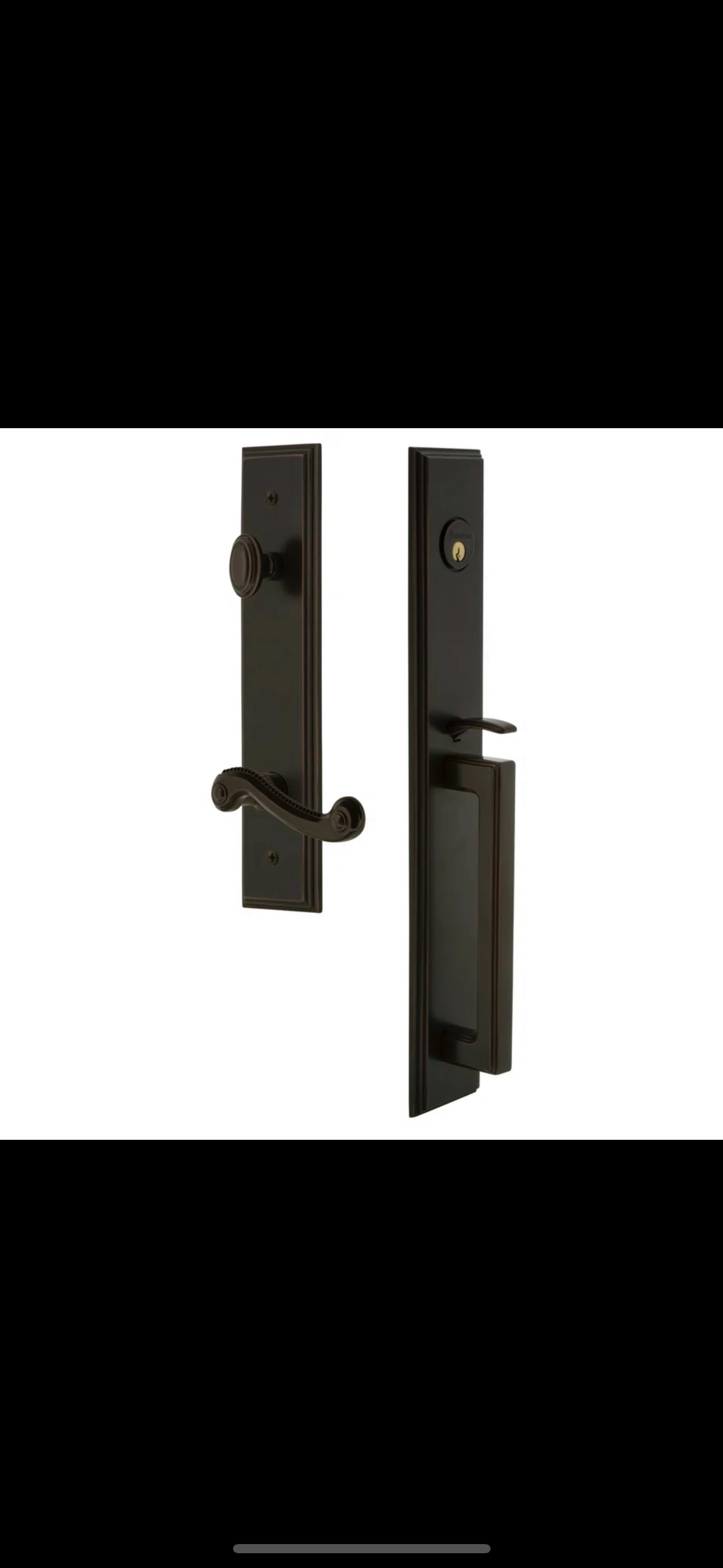 Grandeur Carré One-Piece Handleset with Deadbolt & Newport Lever – Open Box