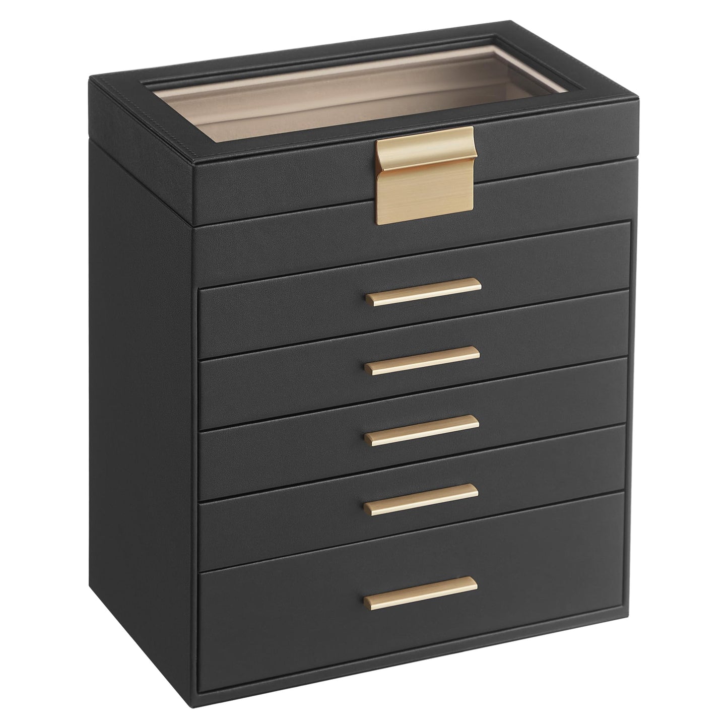 SONGMICS 6-Layer Jewelry Organizer with Glass Lid