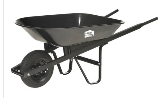 Project Source 4 cu ft Steel Wheelbarrow (Black) — Brand New