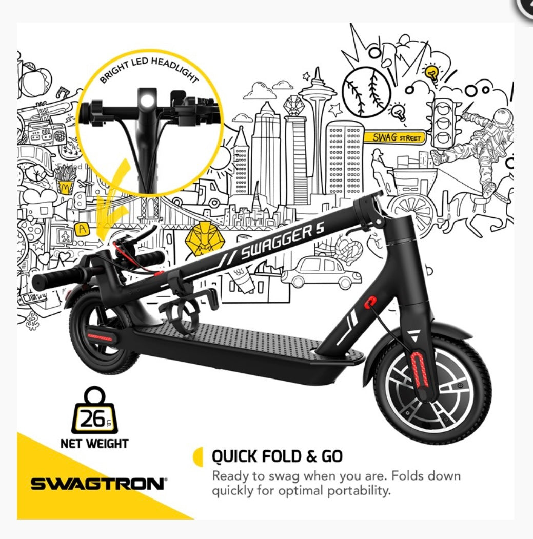 BIG SCOOTER DEAL (50% OFF RETAIL) Award-Winning SWAGGER-5 Boost Electric Commuter Scooter