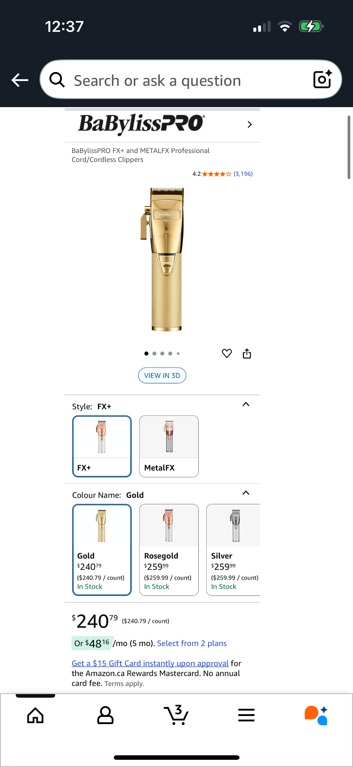 BaBylissPRO GOLD AND SILVER FX Cordless Clipper — Brand New