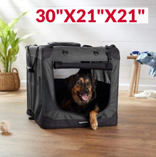 Amazon Basics Premium Folding Portable Soft Pet Dog Crate – 30 Inch (76L x 53W x 53H cm) – Black