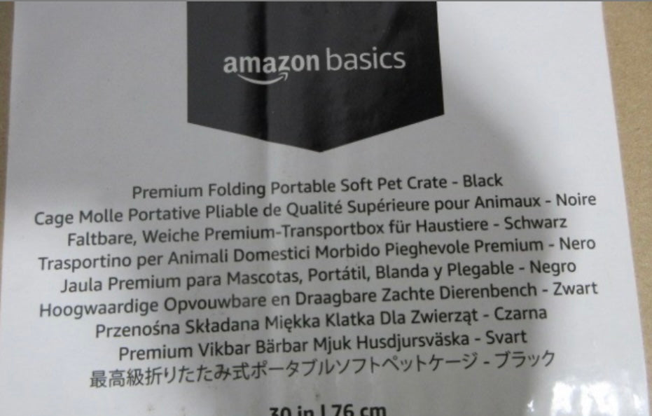 Amazon Basics Premium Folding Portable Soft Pet Dog Crate – 30 Inch (76L x 53W x 53H cm) – Black