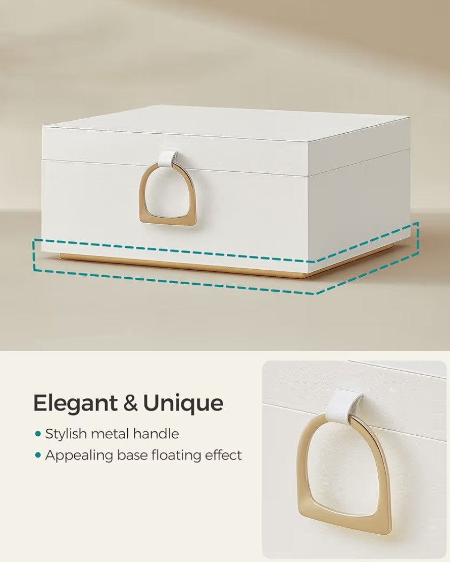SONGMICS Elegant Jewelry Box Organizer – White & Gold