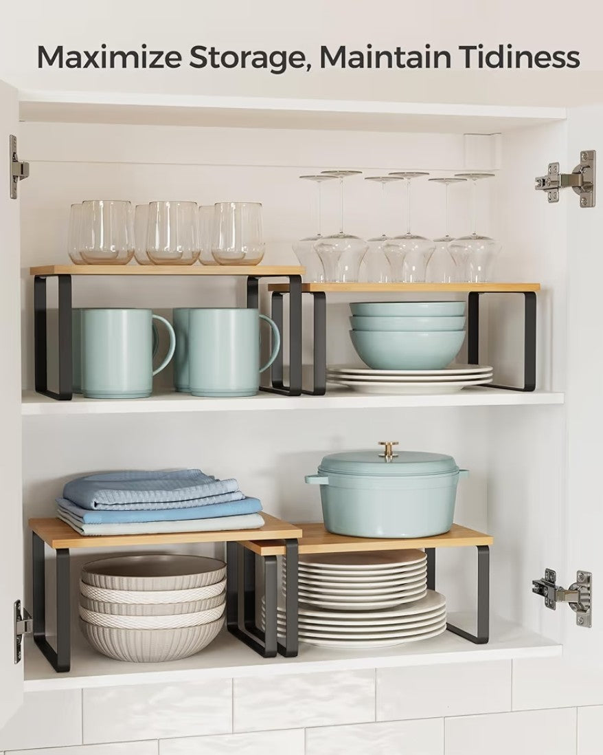 Expandable 2-Tier Kitchen Cabinet Shelf Organizer