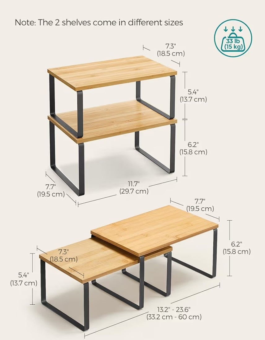 Expandable 2-Tier Kitchen Cabinet Shelf Organizer