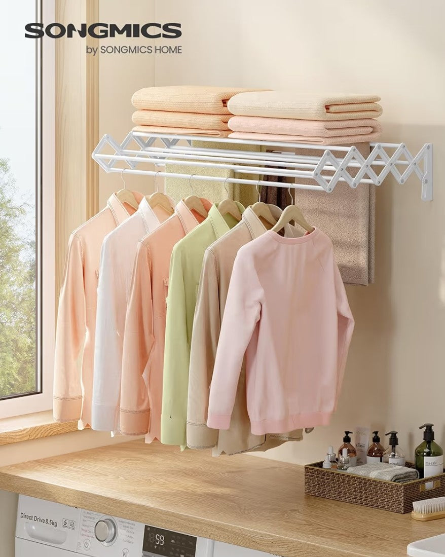 SONGMICS Wall-Mounted Accordion Clothes Drying Rack