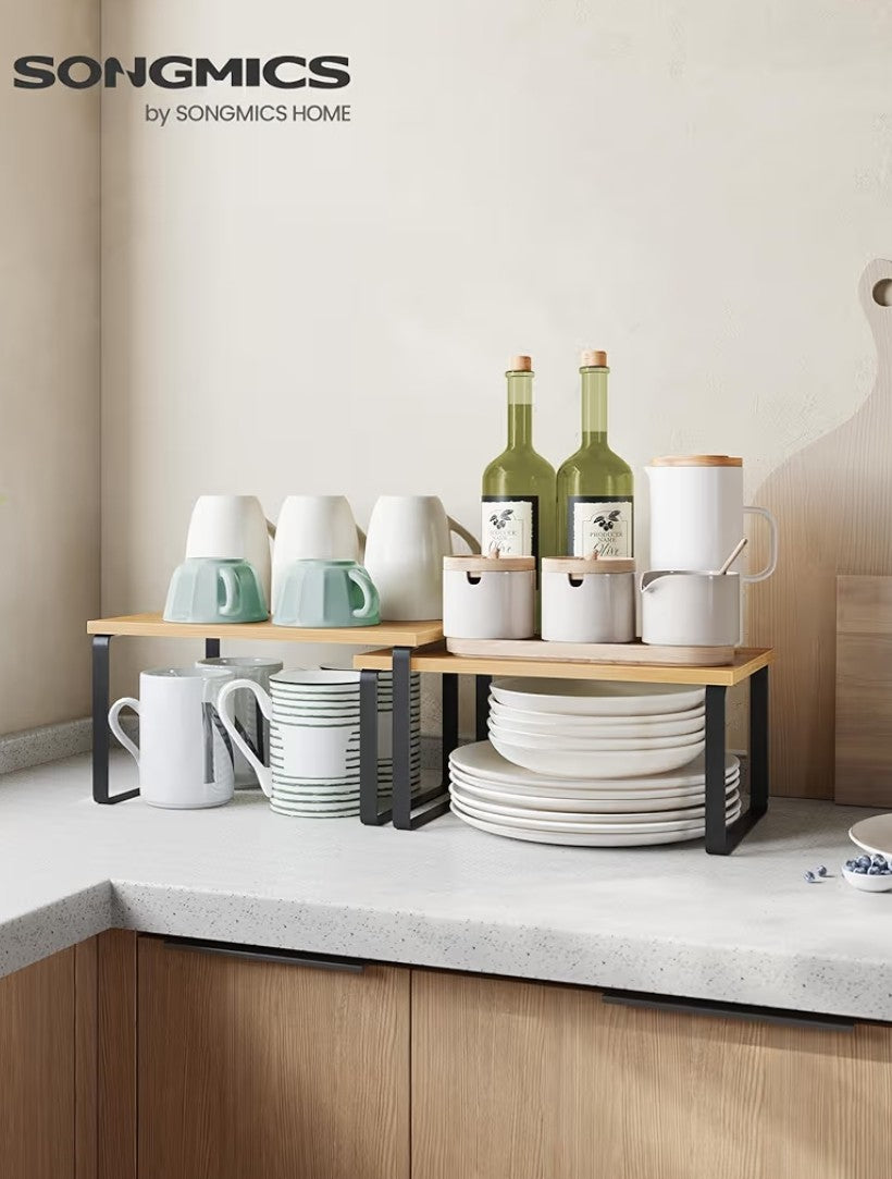 Expandable 2-Tier Kitchen Cabinet Shelf Organizer