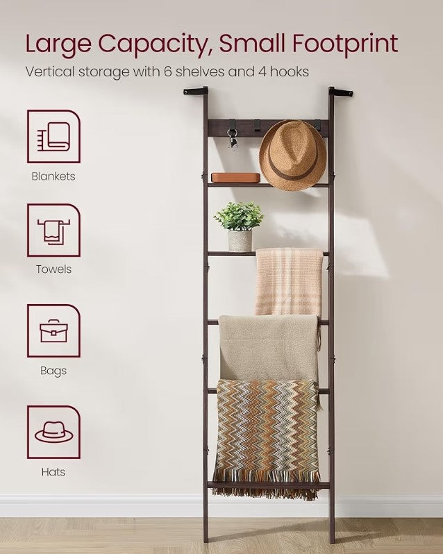 VASAGLE 6-Tier Blanket Ladder Shelf