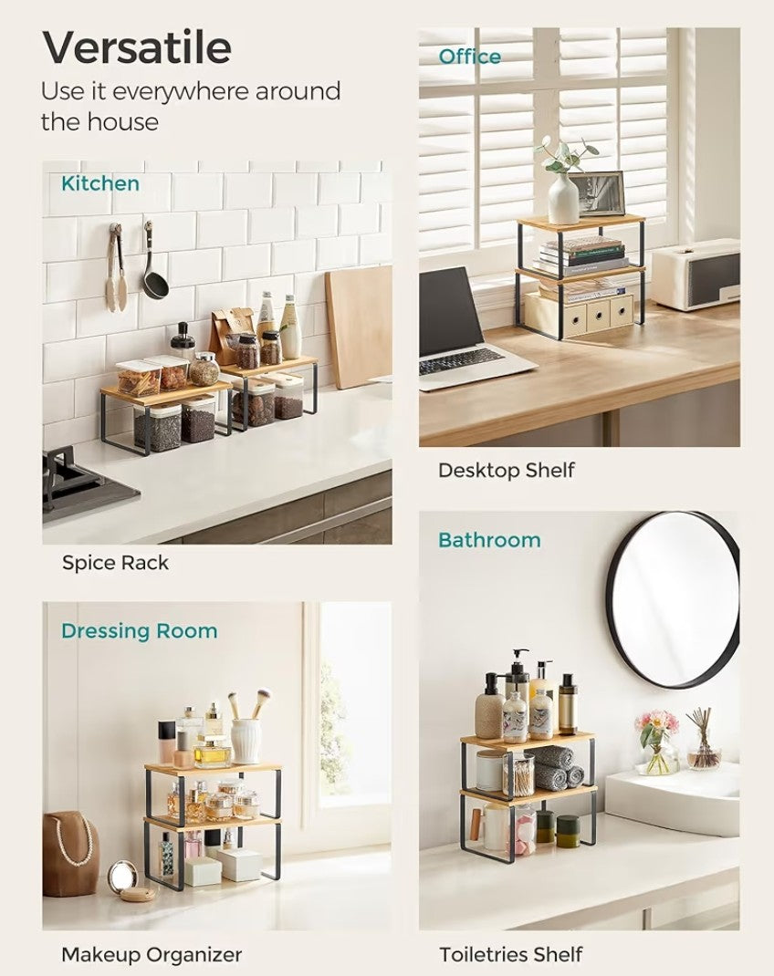 Expandable 2-Tier Kitchen Cabinet Shelf Organizer