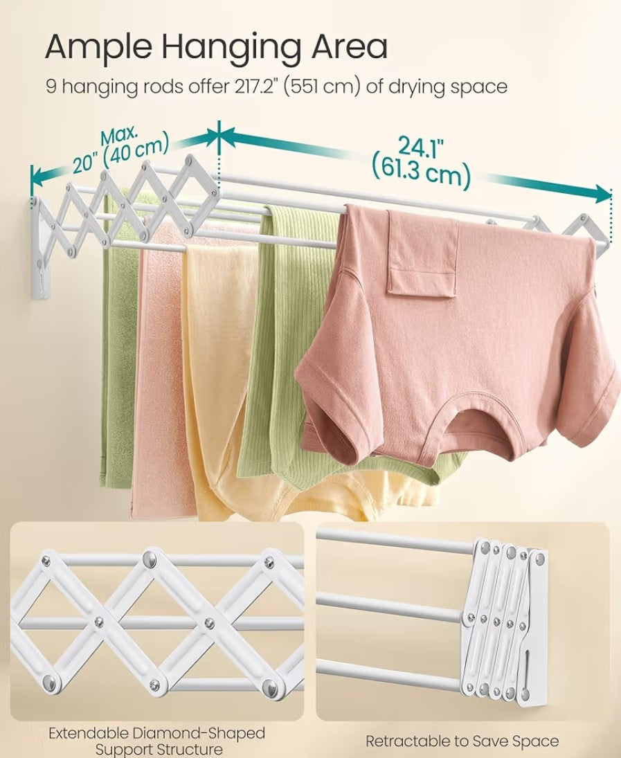 SONGMICS Wall-Mounted Accordion Clothes Drying Rack
