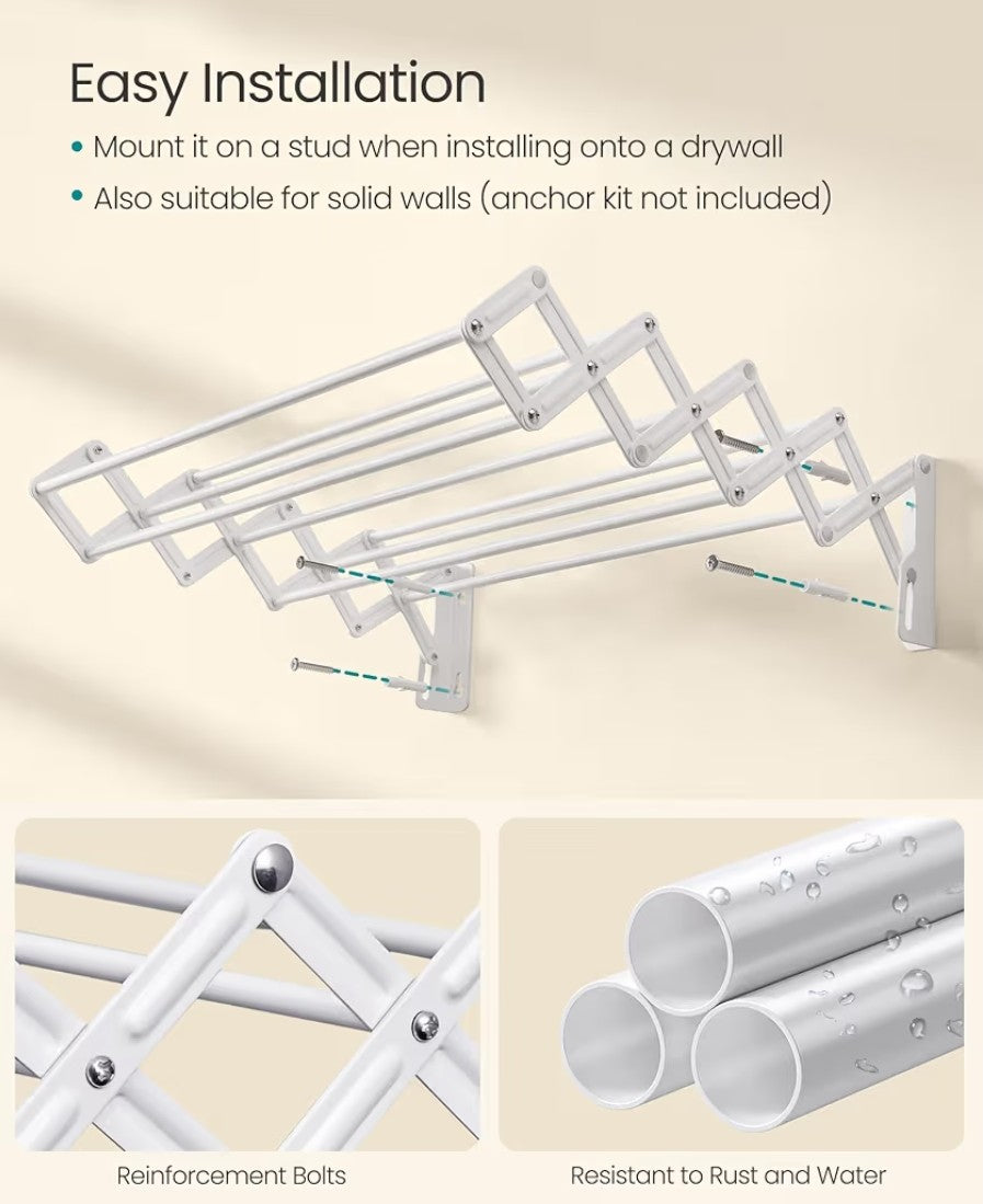 SONGMICS Wall-Mounted Accordion Clothes Drying Rack