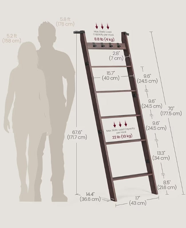 VASAGLE 6-Tier Blanket Ladder Shelf